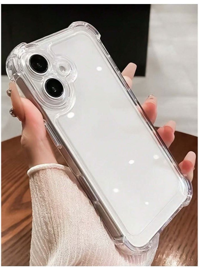 غطاء شفاف لهاتف iPhone 16 Plus، جراب هاتف شفاف بأربع زوايا ممتص للصدمات متوافق مع هاتف iPhone 16 Plus مع أزرار مستقلة باللون الفضي - Image 1