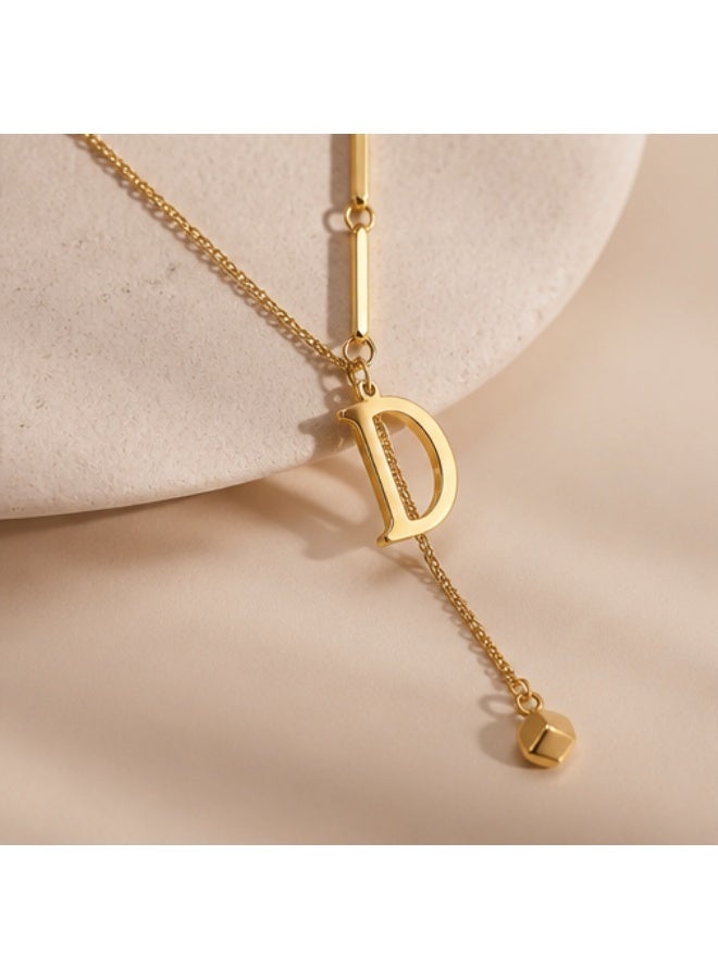 18K Gold Plated Initial 'D' Pendant Y-Necklace for Women - Image 4