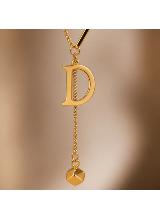 18K Gold Plated Initial 'D' Pendant Y-Necklace for Women - Image 2