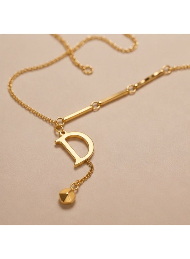 18K Gold Plated Initial 'D' Pendant Y-Necklace for Women - Image 3