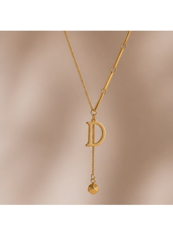 18K Gold Plated Initial 'D' Pendant Y-Necklace for Women - Image 5