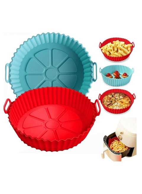 مجموع من عدد 2 قطع قوالب ايرفراير سيليكون غير لاصق، قالب وعاء سليكون ارفرير دائري آمن غذائيًا للقلاية الهوائية، بطانة مقلاة هوائية بديل لورق الزبدة القابل للاشتعال، سلة فرن قابلة لإعادة الاستخدام، ملحقات فرن للمطبخ، مناسبة للمقلاة الهوائية 3 إلى 5.7 لتر( اللوان متعددة  تاتي بشكل عشوائي)