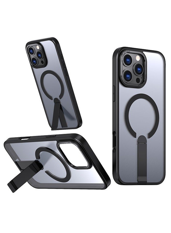 Premium iPhone 16 Pro Max Magnetic Case with Built-in Stand - Slim Shockproof Cover, Secure MagSafe  Full Body Protection (Black) - Image 1