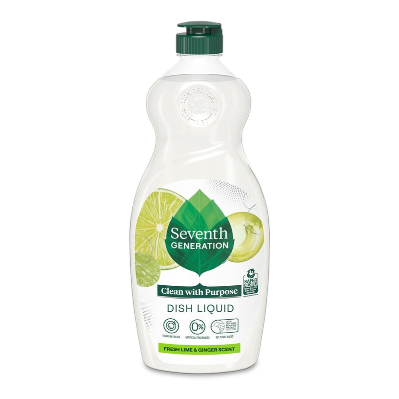 Seventh Generation Dish Soap Fresh Lime & Ginger Scent 1 count Dishwashing Soap Dish Detergent Liquid Soap 19 oz - Image 1