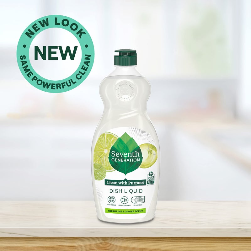 Seventh Generation Dish Soap Fresh Lime & Ginger Scent 1 count Dishwashing Soap Dish Detergent Liquid Soap 19 oz - Image 2