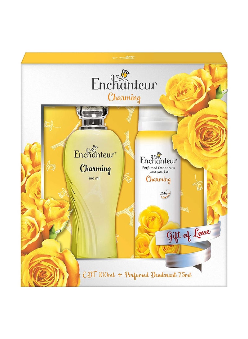 Enchanteur مجموعة هدايا عطر انشانتر او دي تواليت ومزيل العرق - تشارمينغ، هدية الحب، 175 مل  - Image 1