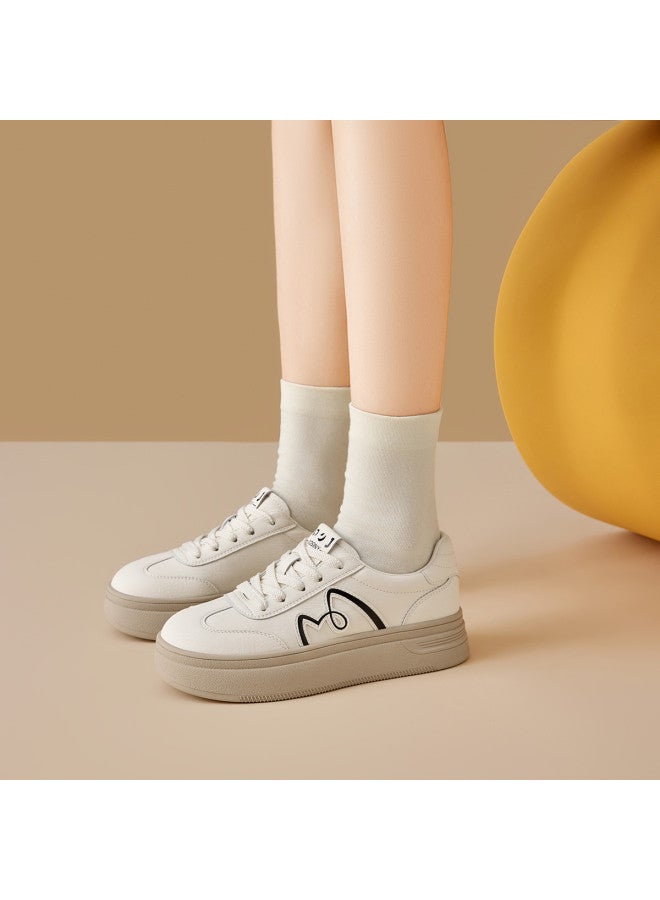 Josiny Spring New Women's Thick-sole German Training Shoes Breathable Soft-sole White Sneakers Casual Sports Sneakers White Shoes - Image 2