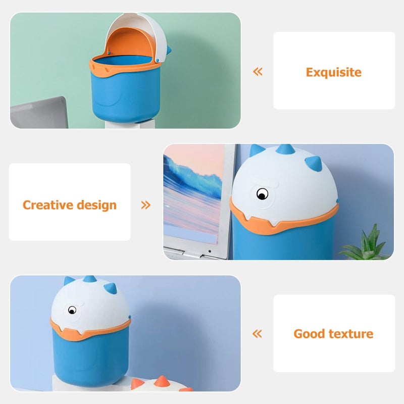 Mini Desktop Garbage Bin With Lid Cute Cartoon Trash Can Plastic Waste Container 14 5x22cm For Home Office Desk - Image 4