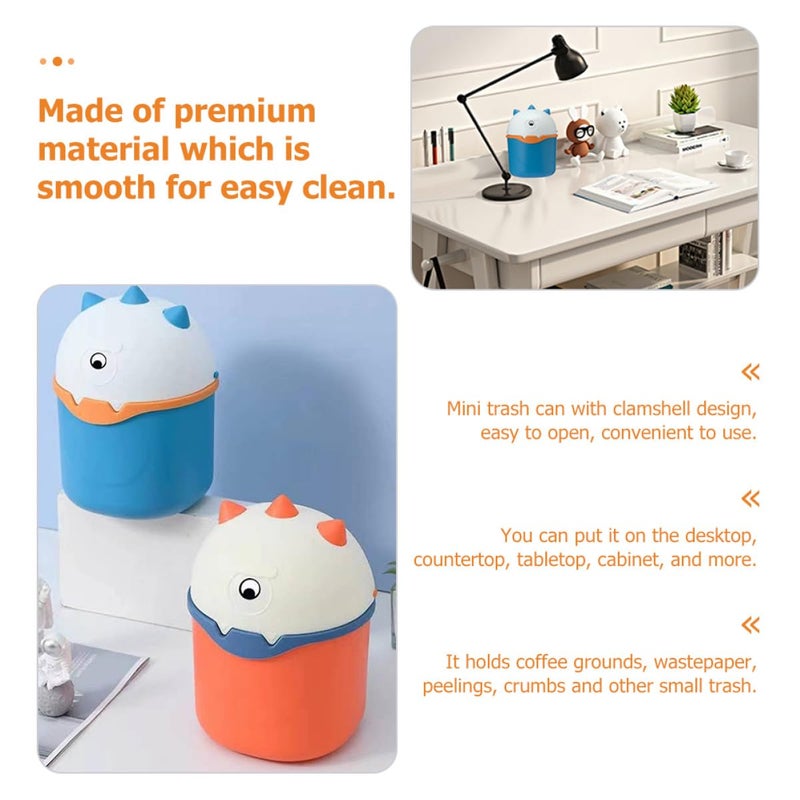 Mini Desktop Garbage Bin With Lid Cute Cartoon Trash Can Plastic Waste Container 14 5x22cm For Home Office Desk - Image 5