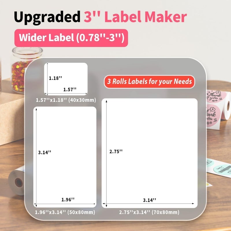 Label Maker- with 3 Roll Labels M221 Label Maker Machine 3 Inch Bluetooth Thermal Barcode Printer for Small Business/Home Use, for Barcode, Address, Logo, Mailing, Stickers, Pink - Image 5