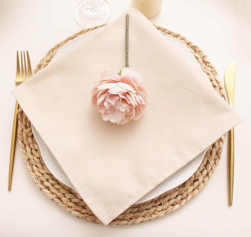 JINVASE Cotton Cloth Napkins Set of 12 Dinner Cloth Napkins Bulk Wedding Christmas Thanksgiving 17  17 Champagne 12 Pack - Image 4