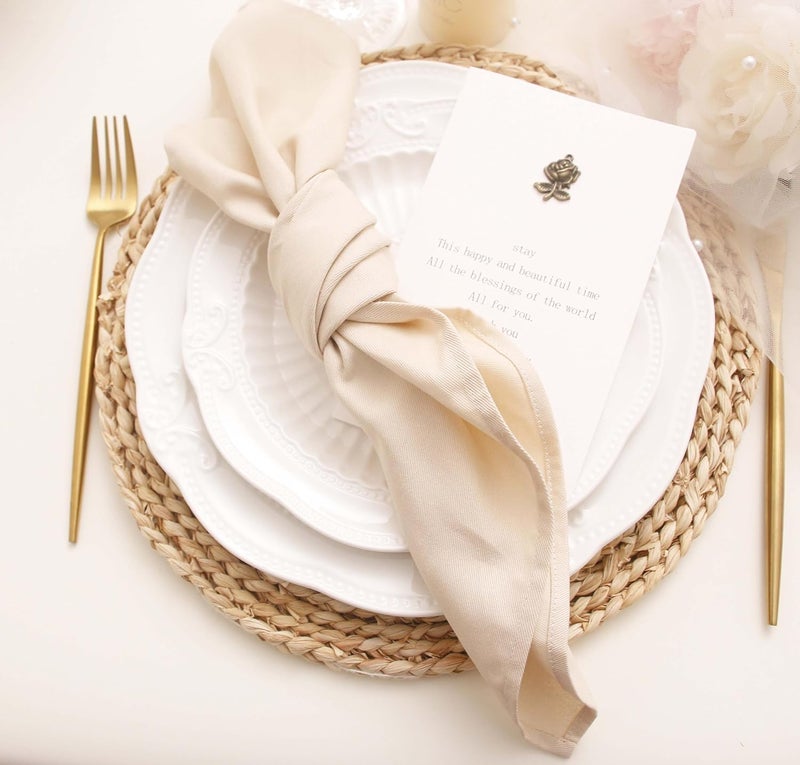 JINVASE Cotton Cloth Napkins Set of 12 Dinner Cloth Napkins Bulk Wedding Christmas Thanksgiving 17  17 Champagne 12 Pack - Image 3