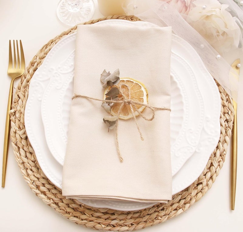 JINVASE Cotton Cloth Napkins Set of 12 Dinner Cloth Napkins Bulk Wedding Christmas Thanksgiving 17  17 Champagne 12 Pack - Image 2