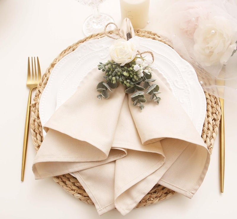 JINVASE Cotton Cloth Napkins Set of 12 Dinner Cloth Napkins Bulk Wedding Christmas Thanksgiving 17  17 Champagne 12 Pack - Image 5