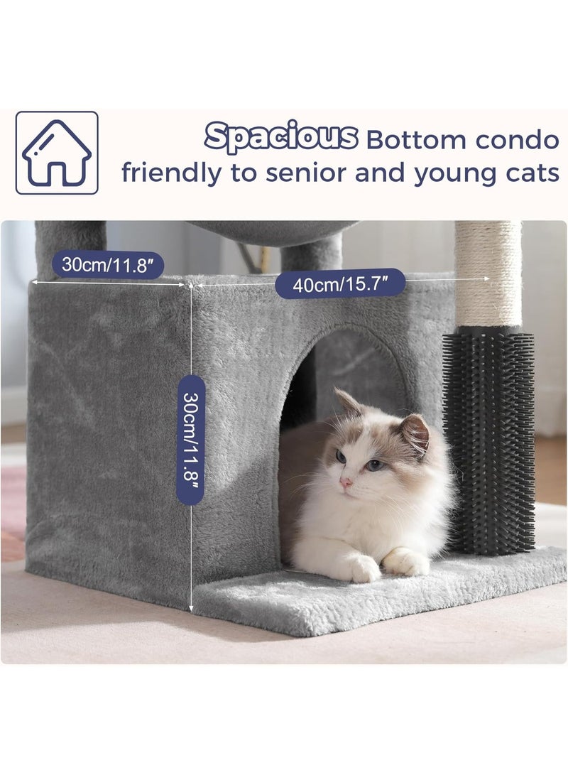 غوغويا شجرة قطط 82 سم برج قطط صغير مع أرجوحة كبيرة قطرها 40 سم، أداة تنظيف ذاتية، عمود خدش كامل، سرير علوي قابل للإزالة ومخبأ واسع للقطط الداخلية، رمادي - Image 4