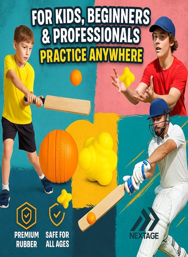 Nextage Cricket Ball Combo - Rubber Stunner Ball 104g for Gully Cricket + Reaction Ball 124g for Fielding Practice | Reflex Training & Eye Coordination for Kids Adults Practice Match - Image 5