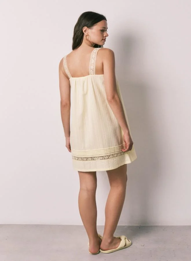 women'secret  Yellow cotton lace short nightgown for Women | Best Price UAE