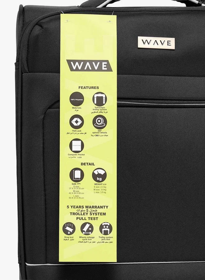 Wave BLACK Solid Softcase Trolley Bag With Retractable Handle  | Best Price UAE