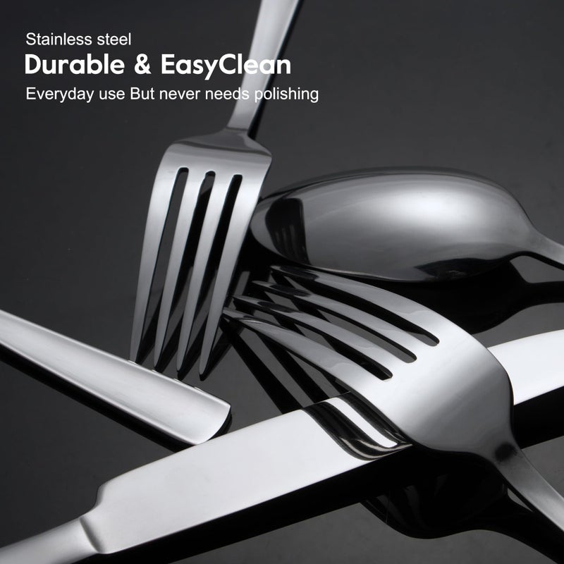 Brightown 45-Piece Silverware Flatware Cutlery Set Service for 8, Durable 18/0 Stainless Steel Tableware in Ergonomic Design Size and Weight, Dishwasher Safe - Image 3