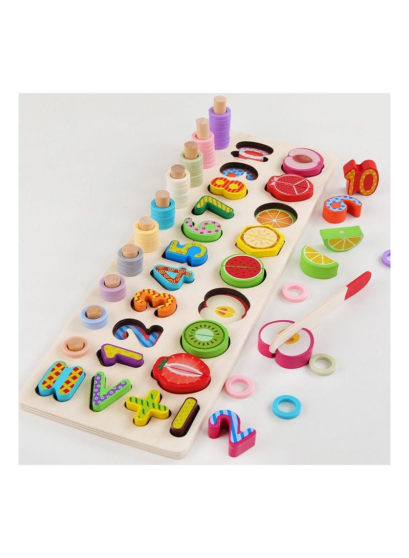 Highland 77 Piece Wooden Number Fruit Shape Sorting Educational Toy for Kids  - Image 2