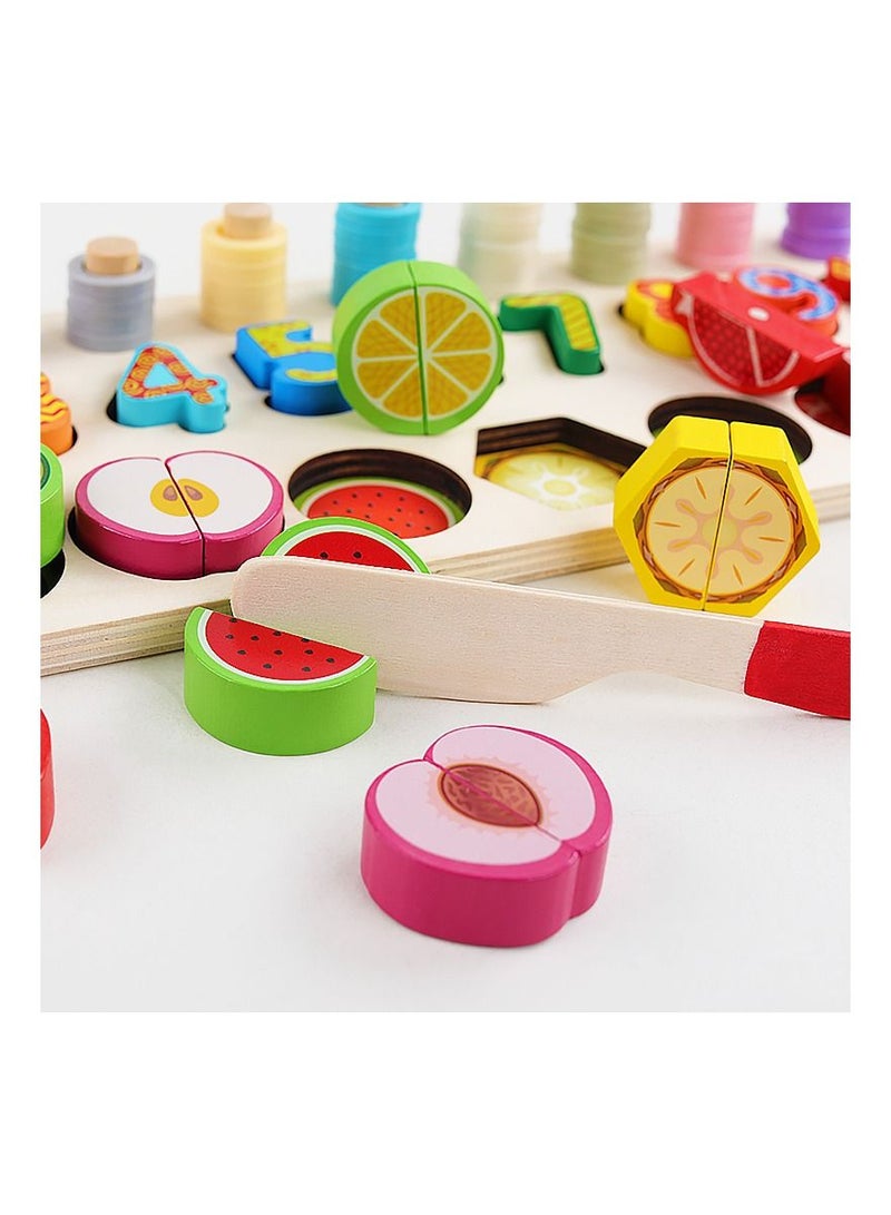 Highland 77 Piece Wooden Number Fruit Shape Sorting Educational Toy for Kids  - Image 3