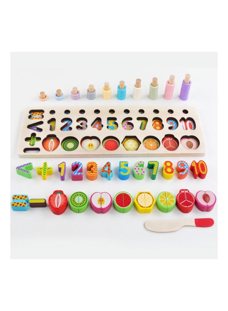 Highland 77 Piece Wooden Number Fruit Shape Sorting Educational Toy for Kids  - Image 4