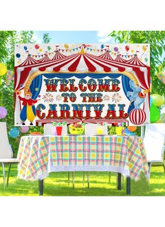 Remagr Large Circus Carnival Backdrop Welcome To The Carnival Banner Backdrop Photo Background For Carnival Circus Theme Party Decorations Kids Birthday Party Supplies Photo Booth Props 71 X 43 Inch  - Image 5