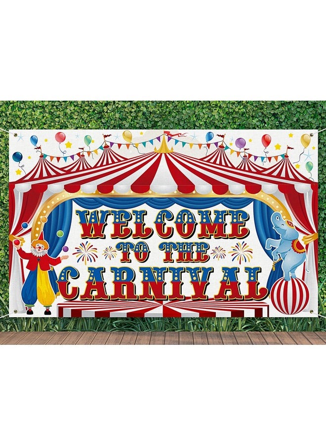 Remagr - Large Circus Carnival Backdrop Welcome To The Carnival Banner Backdrop Photo Background For Carnival Circus Theme Party Decorations Kids Birthday Party Supplies Photo Booth Props 71 X 43 Inch - Image 1