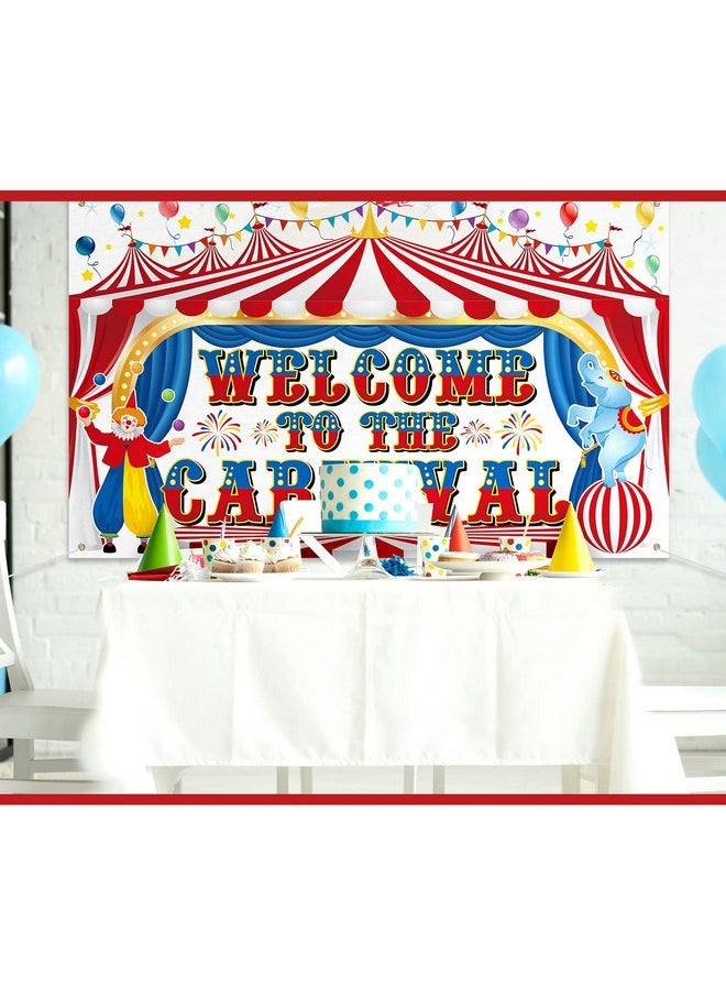 Remagr - Large Circus Carnival Backdrop Welcome To The Carnival Banner Backdrop Photo Background For Carnival Circus Theme Party Decorations Kids Birthday Party Supplies Photo Booth Props 71 X 43 Inch - Image 1