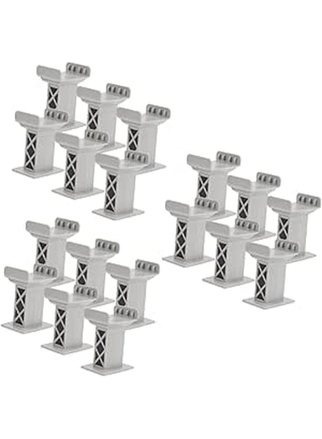 Veemoon 18 Pieces Gray Train Bridge Pier Supports for Boys and Girls Lightweight Sturdy Risers Elevated Imaginary Play Track Accessories - Image 1
