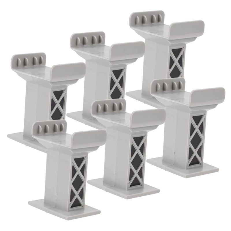 Veemoon 18 Pieces Gray Train Bridge Pier Supports for Boys and Girls Lightweight Sturdy Risers Elevated Imaginary Play Track Accessories - Image 5