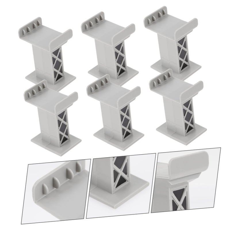 Veemoon 18 Pieces Gray Train Bridge Pier Supports for Boys and Girls Lightweight Sturdy Risers Elevated Imaginary Play Track Accessories - Image 4