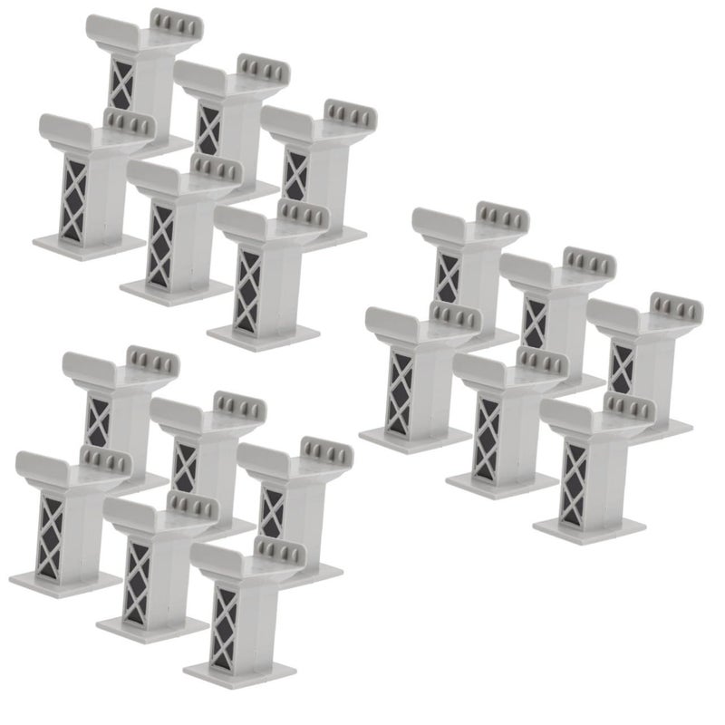 Veemoon 18 Pieces Gray Train Bridge Pier Supports for Boys and Girls Lightweight Sturdy Risers Elevated Imaginary Play Track Accessories - Image 2