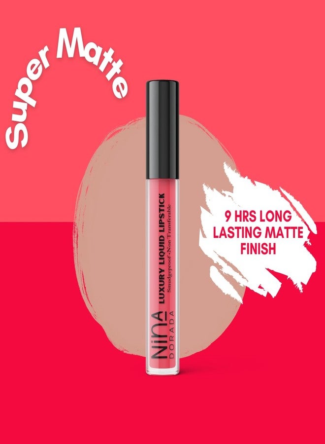 نينا دورادا أحمر شفاه سائل غير لامع من نينا دورادا، لون أحمر، 4.5 مل | يدوم حتى 9 ساعات | غني بزبدة الشيا وزيت الجوجوبا | يدوم طويلاً، مقاوم للماء والتلطخ | ريد مون - Image 4