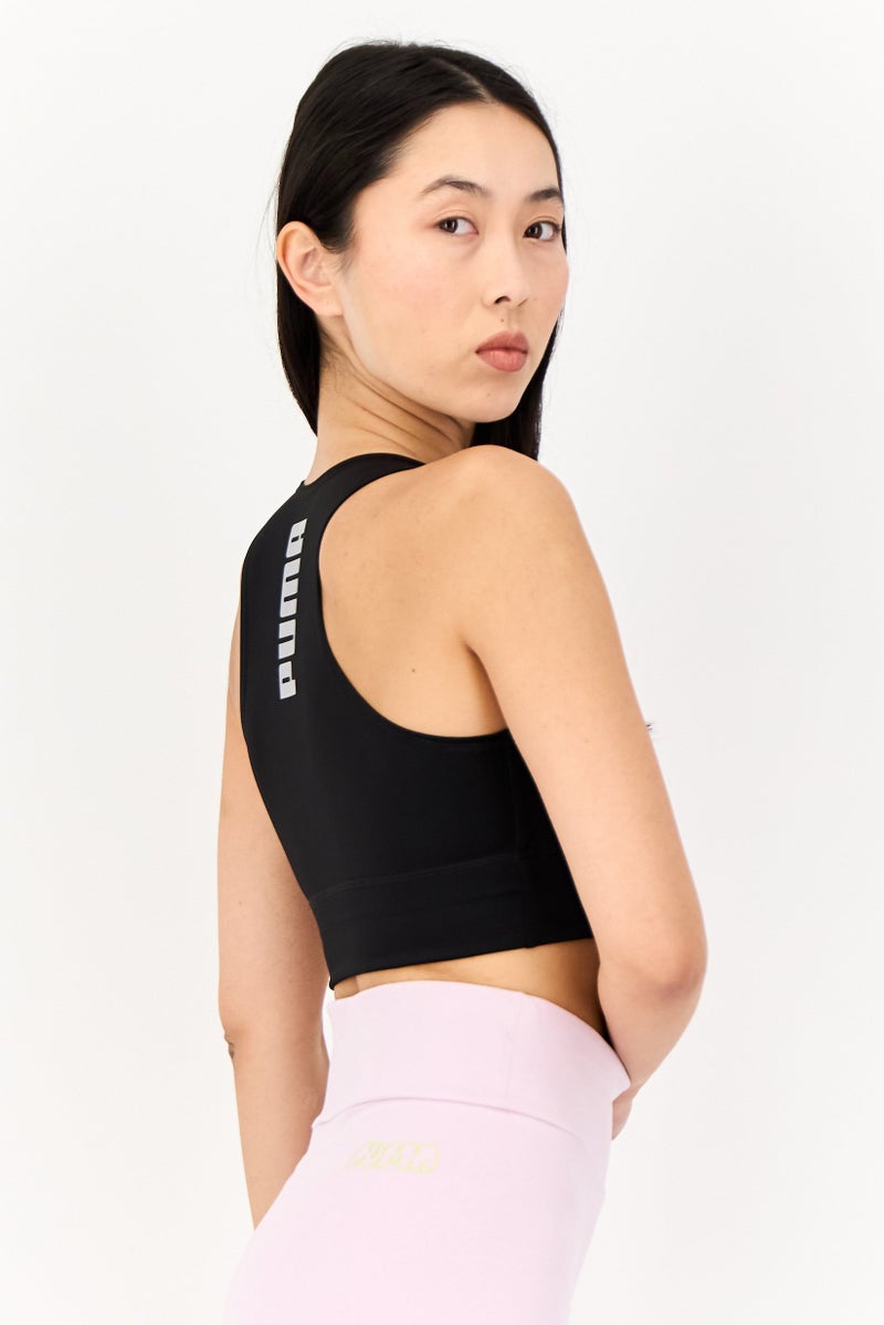 Women Sportswear Fit Brand Logo Training Tank Top, Black