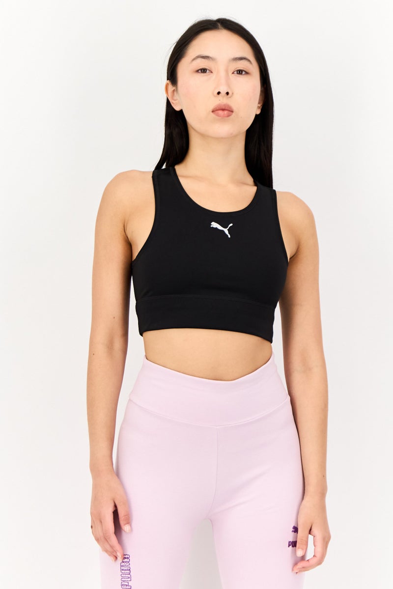 Women Sportswear Fit Brand Logo Training Tank Top, Black
