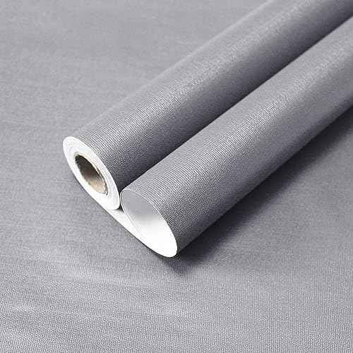 ELTON Textured Solid Color Plain Wallpaper Self Adhesive Waterproof Embossed Wallpaper for Wall Livingroom Bedroom Furniture Table top, Kitcken Almirah & Doors (Light Grey, 45 x 300 Cms) - Image 1