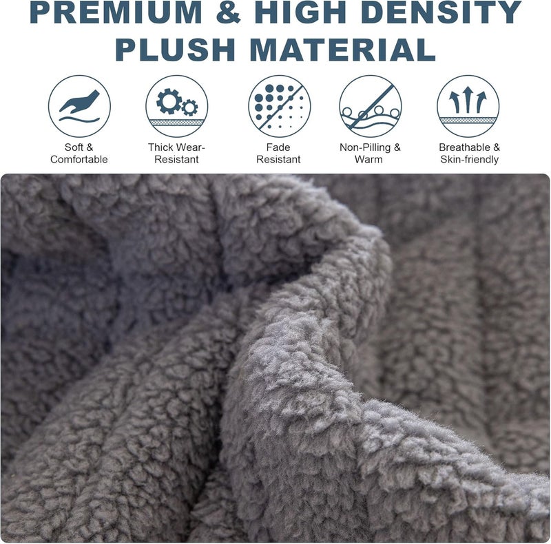 OTOB Couch Cover for Dogs Washable, Non Slip Plush Fuzzy Sofa Covers for 3 Cushion Couch All Seasons, Kids Pet Friendly Soft Cozy Furniture Protector Sofa Slipcovers (Light Gray, 27.6" x 82.7") - Image 2