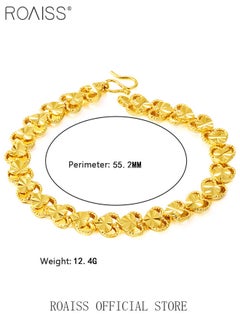 roaiss Heart Decor Chain Bracelet Cuff Bangle Jewelry Gift for Women Wife Golden  - Image 2