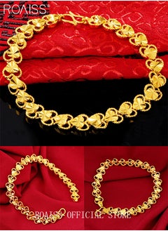roaiss Heart Decor Chain Bracelet Cuff Bangle Jewelry Gift for Women Wife Golden  - Image 5