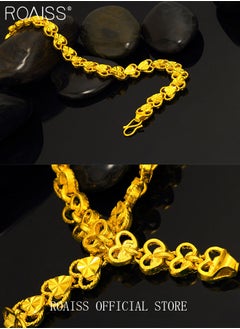 roaiss Heart Decor Chain Bracelet Cuff Bangle Jewelry Gift for Women Wife Golden  - Image 4