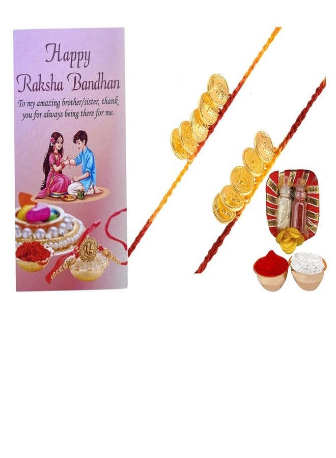 Giftrend Rakhi Set of 2 for Brother | with Tilak Set and Greeting Card | Raksha Bandhan Rakhi Combo - Image 1