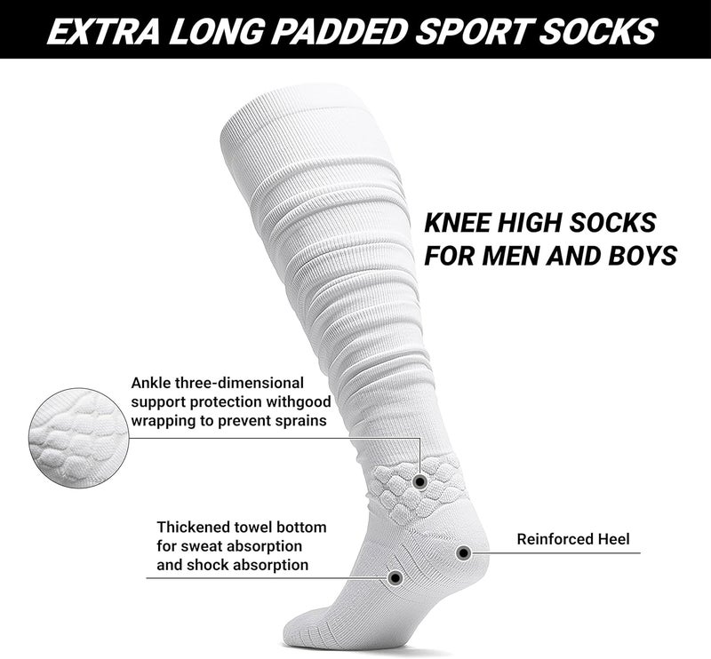 HZYH Extra Long Football Socks for Men & Boys - Cushioned Compression Athletic Socks for Soccer, Running, Sports & Gym Performance - Image 3