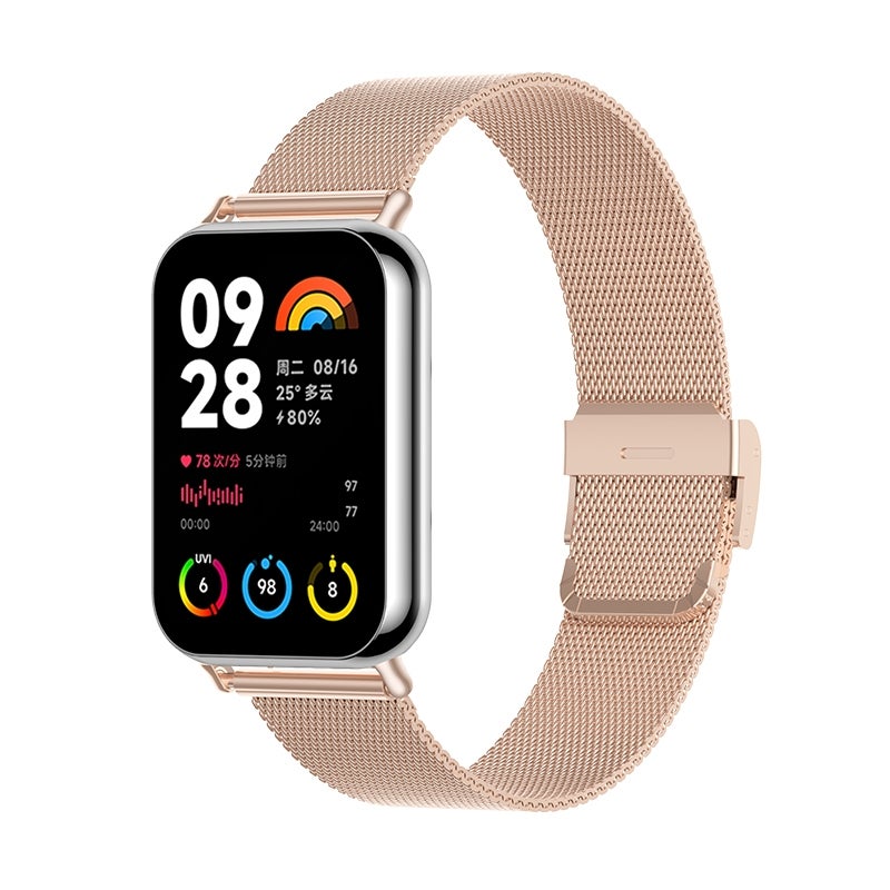 erorex For Xiaomi Smart Band 9 Pro / 8 Pro Milan Buckle Metal Watch Band(Rose Gold) - Image 1