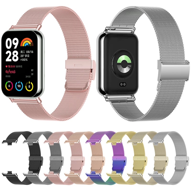 erorex For Xiaomi Smart Band 9 Pro / 8 Pro Milan Buckle Metal Watch Band(Rose Gold) - Image 4