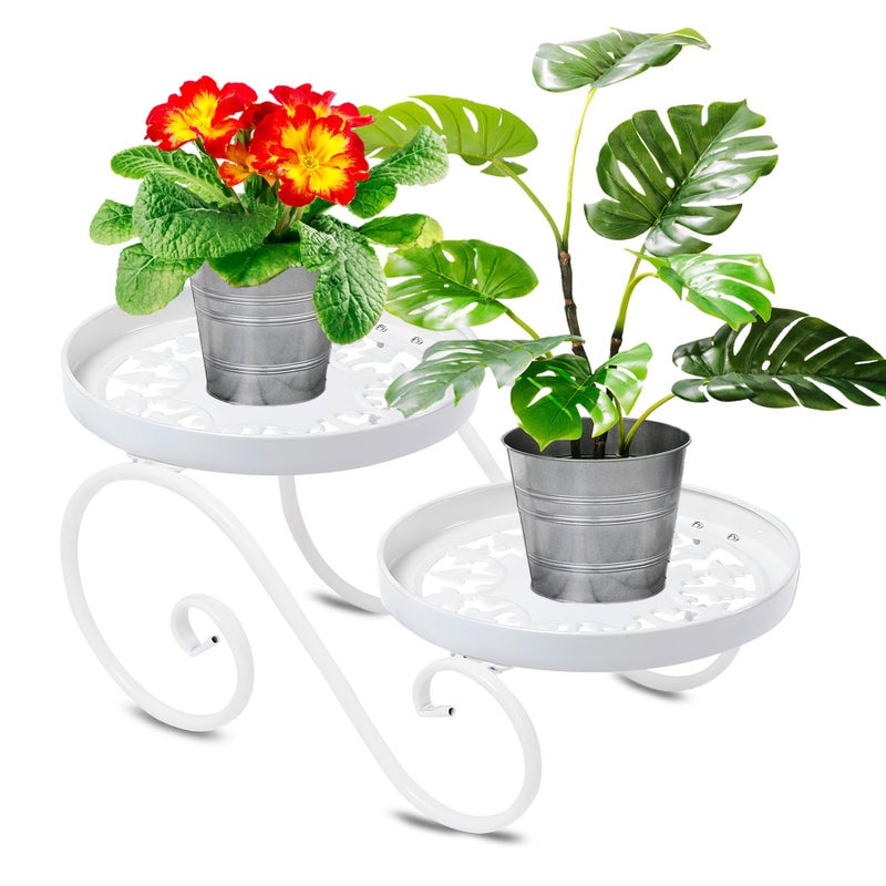 Santentre حامل نباتات معدني أبيض بطبقتين Santentre