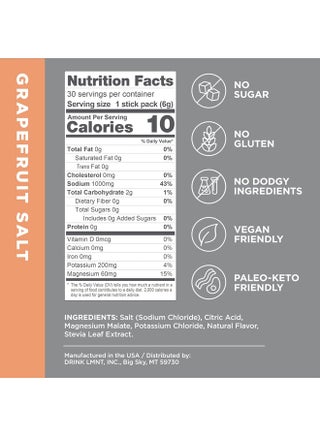 LMNT Zero Sugar Electrolytes - Grapefruit Salt | Drink Mix | 30 Count - view 2