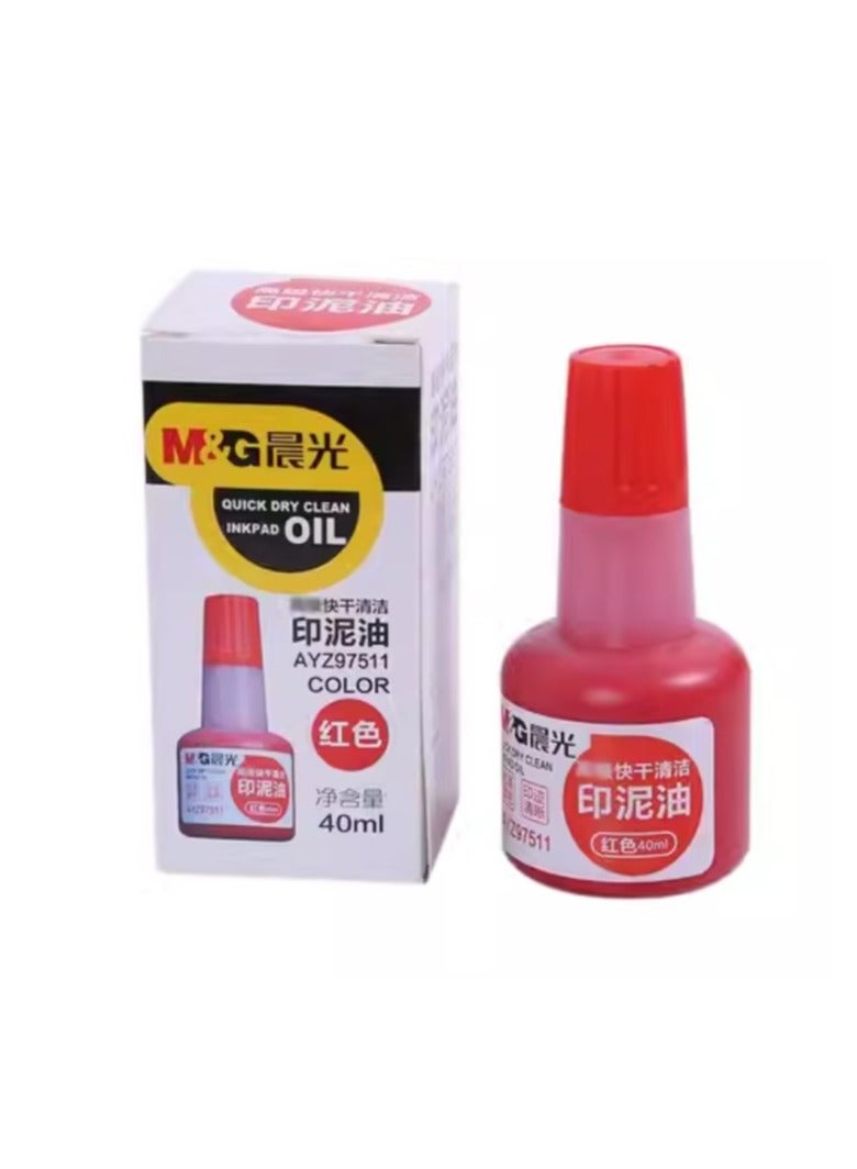 M&G Chenguang quick-drying clean ink pad oil red bottle 40ml ink pad - No:AYZ97511 - Image 1