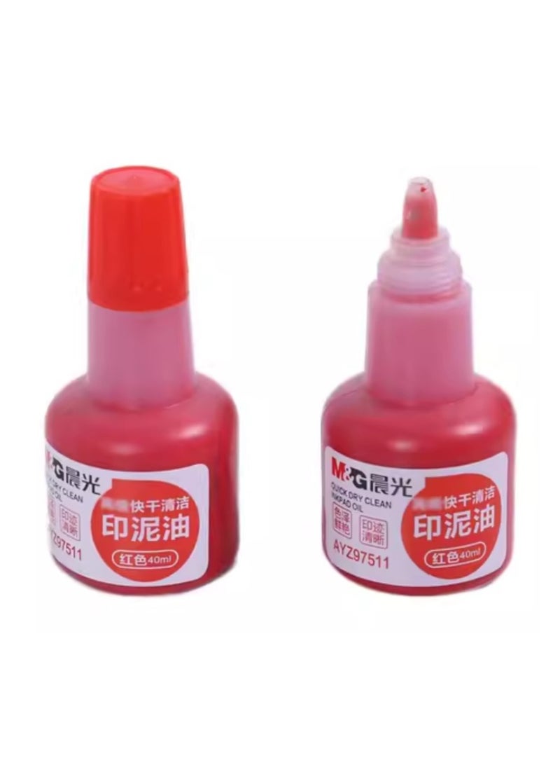 M&G Chenguang quick-drying clean ink pad oil red bottle 40ml ink pad - No:AYZ97511 - Image 2