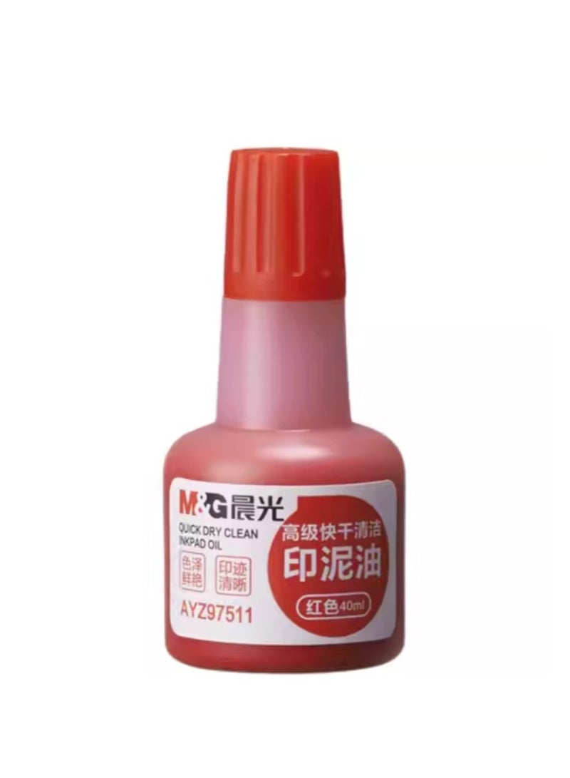 M&G Chenguang quick-drying clean ink pad oil red bottle 40ml ink pad - No:AYZ97511 - Image 4